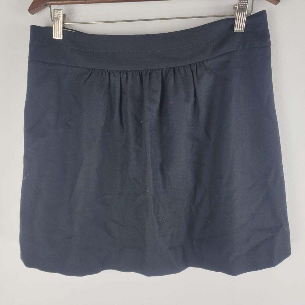 J Crew Shirred Stretch Wool Mini Skirt Black Side Zip Size 10 - Picture 5 of 6